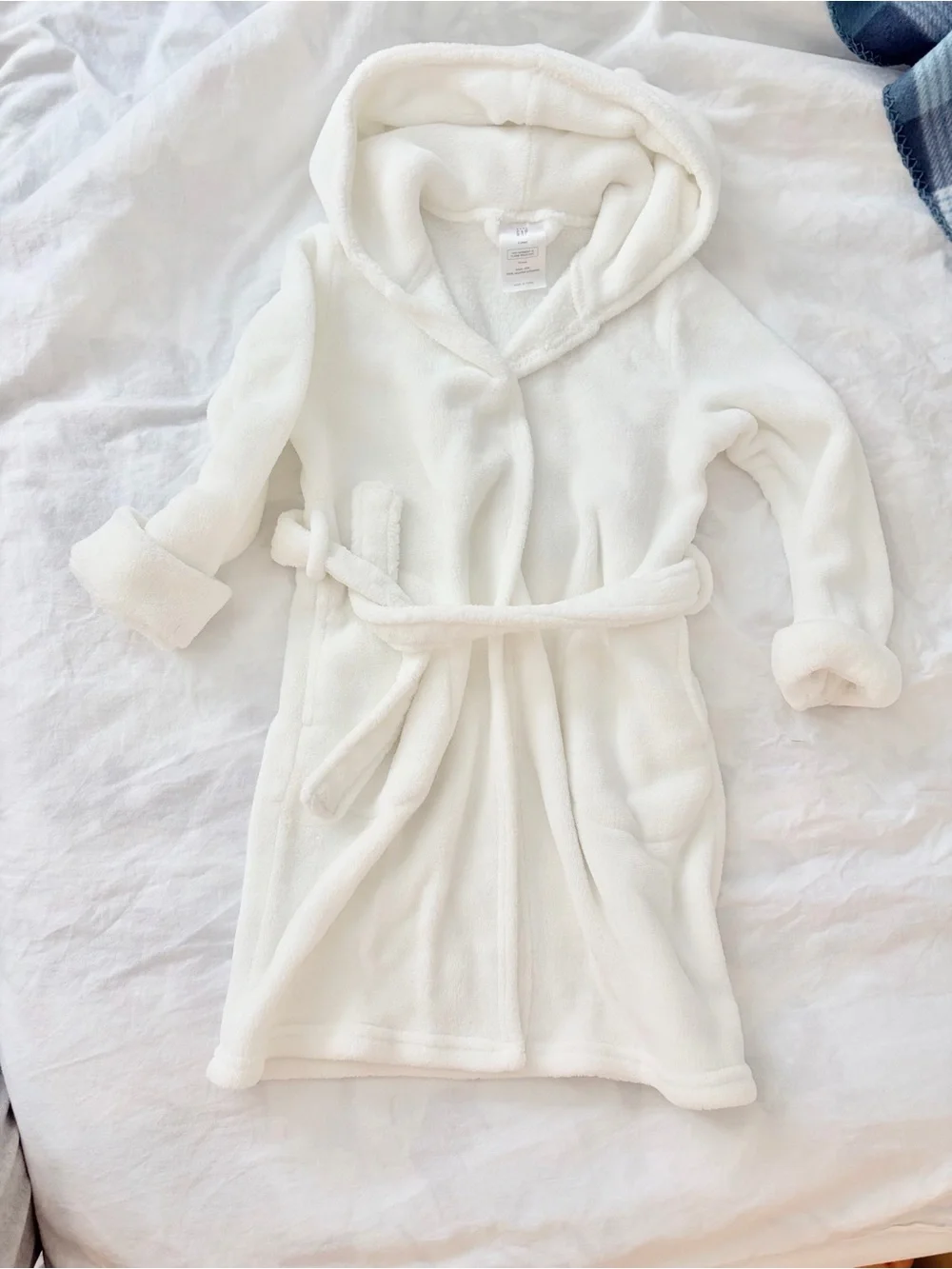 GAP Kids Plush Hooded Robe in White